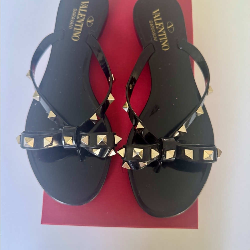 Valentino Garavani Black Studded Sandals with Bow Detail (gently used) - Picture 2 of 6